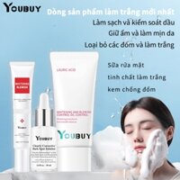YOUBUY Bộ kem dưỡng trắng da trị mụn 3 trong 1 丨Sữa rửa mặt丨Tinh chất làm trắng da trị mụn chính hãng 110g COD