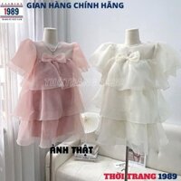 {Youmi Home} Đầm voan tơ 2 lớp nhiều tầng cổ gắn nơ 2 mầu -V107 VÁY DỰ TIỆC sang chảnh ,đầm công ch
