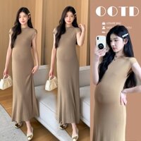 Young Mom | Đầm bầu body DV250 chất vải mềm mát thiết kế kiểu dáng thời trang trẻ trung bầu bì mặc thoải mái, mùa hè mát