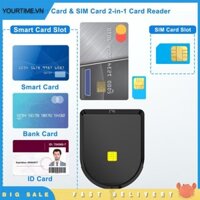 [Yourtime.vn] Đầu đọc thẻ nhớ DOD CAC USB2.0 SIM SD TF di động cho thẻ Chip bưu điện ngân hàng