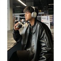 Youtang Áo khoác da phong cách xe máy Hàn Quốc nam mùa xuân màu trơn retro áo khoác da pu