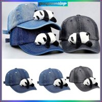 Youyo Mùa Hè Rửa Denim Mũ Bóng Chày Gấu Trúc Trang Trí Mũ Jean Chống Nắng Mũ Hiphop Mũ Đi Xe Đạp Cho Bé Trai Bé Gái Unise
