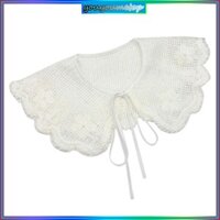Youyo Thanh Lịch Móc Len Mini Khăn Choàng Cổ Giả Rỗng Đan Hoa Có Thể Tháo Rời Rộng Ve Áo Capelet Cho Nữ Thời Trang