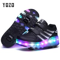 YOZO Trẻ Em Giày Trẻ Em LED Giày Heelies Giày Thể Thao Sneaker Với Một Bánh Xe Hay Đôi Hai Bánh Xe Cậu Bé Lăn Thường Ngày giày Với Con Lăn [bonus]