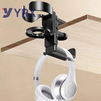 Yrx Máy Tính Để Bàn Xoay 360 Độ Giá Đỡ Tai Nghe Kẹp Có Cốc Đựng Chai Máy Tính Chơi Game PC Tai Nghe Giá Để Đồ.