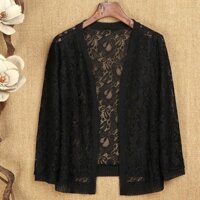 YSM010 - Áo khoác mỏng siêu nhẹ, áo khoác cardigan ren dài tay phong cách thanh lịch - Đen                          - 37885493                                                       Yêu thích
