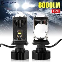 [Ysr] 1 Bóng Đèn Pha Ô Tô H4 Ống Kính Máy Chiếu LED 8000LM CANBUS Turbo Bóng Đèn Tự Động Cao Thấp Bóng Đèn Sương Mù 6000K
