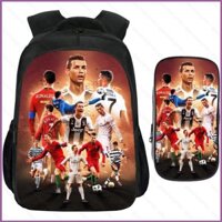 Yt1 Soccer Star Messi School Bag Cristiano Ronaldo Phim Hoạt Hình Ba Lô Hộp Đựng Bút Chì Bộ 2 Món Học Sinh Mẫu Giáo Bé Trai