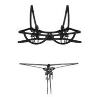 YT1565 Set Nội Y Gọng Cúp Ngực Điểm Hoa Gợi Cảm - Quần Không Đáy Sexy Cosplay sexy gợi cảm Cosplay Sexy Gợi Cảm