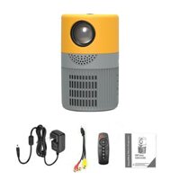 YT400 LED Video Projector Home Theater Movie Player Mini Projector Portable Clear Projector - Yellow and Grey - US Plug