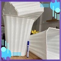 yt6 Size 30-35 Chậu nhựa trắng sọc vuông yt6o Thakico trồng cây kiểng hoa