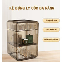 YTC- Kệ Đựng Ly Cốc, Bình Sữa, Tủ Đựng Mỹ Phẩm Để Bàn Bằng Acrylic Trong Suốt Chống Bụi sang trọng