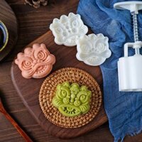 Yu 125g Chất Liệu Nhựa Khuôn Bánh Trung Thu Tem Bánh Trung Thu Khuôn Hổ Hình Sư Tử