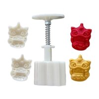 Yu 50g Khuôn Bánh Trung Thu Độc Đáo Hình Sư Tử Khuôn Áp Lực Tay Bánh Trung Thu Khuôn ép