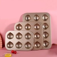 Yu 6 12 Khoang Khuôn Nướng Bánh Chất Liệu Thép Carbon Chống Dính Bánh Hạt dẻ Chảo Muffins Khuôn Lớp Phủ Chống Dính Máy Nướng