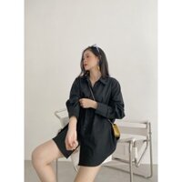 YU CHERRY  Áo nữ Basic Cotton Shirt YA381 - ĐEN