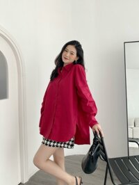 YU CHERRY  Áo nữ Basic Cotton Shirt YA381 -  ĐỎ