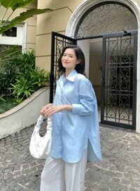 YU CHERRY  Áo nữ Basic Cotton Shirt YA381 - XANH