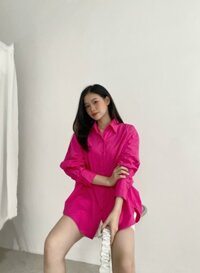 YU CHERRY  Áo nữ Basic Cotton Shirt YA381 - HỒNG