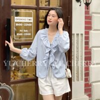 YU CHERRY  Áo nữ Duchess Line Top YA395 - XANH