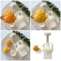 Yu Cookie Tem Ví Mini Khuôn Bánh Trung Thu Áp Lực Tay Máy Làm Bánh Trung Thu DIY Bánh Ngọt Nướng Dụng Cụ Cho Tết Trung Thu