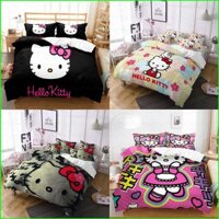 Yu Hello Kitty Bộ Chăn Ga Gối Chăn Ga Gối Nhà Phòng Ngủ Có Thể Giặt Ký Túc Xá Phù Hợp Với 3IN1