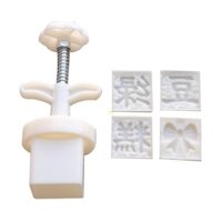 Yu Khuôn ép bánh trung thu vuông Lễ hội trung thu Bộ khuôn bánh trung thu 25g Khuôn bánh trung thu có tem tái sử dụng màu trắng