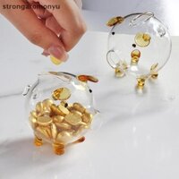 Yu Mini Pig Money Jar Hộp Đậu Vàng Lọ Trong Suốt Heo Đất Vàng Thủy Tinh Đồ Trang Trí Lưu Trữ Đậu Vàng Di Động Đồng Xu Ngân Hàng Hộp Tiết Kiệm Quà Tặng n