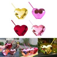 Yu Tiện Lợi Ống Hút Cốc Tình Yêu Hình Trái Tim Nhựa Sippys Cốc Uống Kính Có Nắp Chai Nước Đa Năng Có Ống Hút
