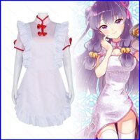 Yu3 Ranma 1 / 2 Dầu gội sườn xám người giúp việc trang phục tạp dề màu hồng váy đóng vai vải cosplay trang phục tiệc Halloween