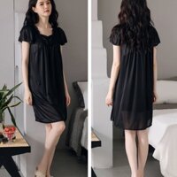 Yuanda Hàng Có Sẵn] Đầm Ngủ Lụa Lạnh Tay Ngắn Phối Ren Xuyên Thấu Gợi Cảm Size Lớn 200 Jin Cho Nữ