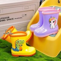 Yuanqi kids Giày đi mưa trẻ em hoạt hình dễ thương dành cho bé trai và bé gái Giày đi mưa học sinh Đế mềm cho trẻ em cỡ vừa và lớn Giày nước chống trượt