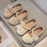 Yuanqi KIDS Máy bơm giày da nơ mới cho bé gái