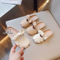 Yuanqi kids Mùa hè trẻ em thời trang sandal phẳng nơ đế mềm dép thoải mái
