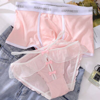 [Yuanz] Bộ Đồ Lót Kem Cặp Đôi Cotton Nguyên Chất Nam Nữ Bộ Đồ Lót Pure Desire Phong Cách Ren Gạc Ren Quần Đùi Quần Lót Cặp Đôi