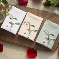 [Yuanz] Khăn Tay Nữ Cotton Thêu Nguyên Chất Cotton Nam Cổ Di Động Mềm Mại Khăn Vuông Nhỏ Quà Tặng Sinh Nhật Khăn Tay Đậu Đỏ Khăn Tay Nữ