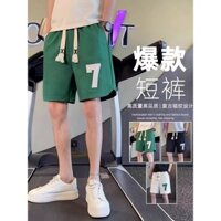 [Yuanz] Quần short thường ngày mùa hè Nam mặc dạo phố Quần thể thao màu xanh lá cây Quần năm điểm Quần short ngoài mỏng Quần short đi biển Nam Quần short thông thường Nam