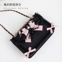 [Yuanz] Túi Lolita Nữ Phong Cách Mới Kuromi Tai Lớn Chó Ren Nguyên Bản Handmade JK Túi Xách Ngọc TraiTúi Lolita Nữ
