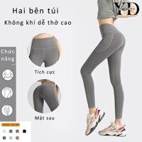 YUDAING Quần Legging Thể Thao Lưng Cao Co Giãn Nâng Hông Có Túi Bên Hông Phong Cách Âu Mỹ Cho Nữ 12903