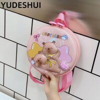 Yudhui Ba lô in hình vỏ trứng dễ thương, Ví đựng tiền xu Ba lô trẻ em tròn, Quà tặng Túi đi học nhẹ Capybara dung tích lớn