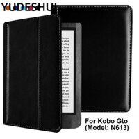Yudhui E-Reader, Vỏ bảo vệ N613 bằng da 6 Inch, Lớp lót sợi nhỏ cao cấp Chống rơi Folio cho Kobo Glo