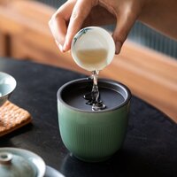 Yue Kiln Celadon Handmade Họa Tiết Dọc Jianshui [Huayun] Xô Trà Dư Lượng Hộ Gia Đình Gốm Trà Rửa Nước Meng Tank Nhỏ Kung Fu Tea Set Cup Wash [A009]