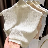 Yuewen Cổ Giả Nữ Cổ Giả Ren Đáy Áo Len Bên Trong Gạc Nửa Cổ Rùa Áo Vest Không Tay