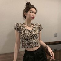 Yuewen Da Báo In Áo Thun Nữ Mùa Hè Phong Cách Mới Cao Cấp Rốn Ngắn Nửa Tay Top Quần Áo