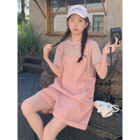 Yuewen Hồng Quần Áo Nữ Mùa Hè Ngực Huhu Girl Mori Series Rời Bao Da Thịt Ôm Hơn Nhìn Jumpsuit