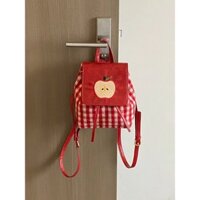 Yuewen Kẻ Sọc Đỏ Hoạt Hình Apple Thêu Ba Lô Nhỏ Mini Nhẹ Mẫu Giáo Ba Lô Túi Đi Học Nhỏ