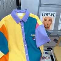 Yuewen Khâu Màu Sắc Tương Phản Sang Trọng Áo Sơ Mi Tay Ngắn Vintage Lạ Mùi Cô Gái Đường Phố Thời Trang Phong Cách Phương Tây Rời