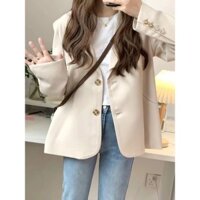 Yuewen Suit Áo khoác nữ ngắn dáng rộng ngắn Bộ đồ nhỏ