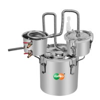 YUEWO 3 Pots DIY 2Gal/10Litres Moonshine Still Stainless Steel Water Alcohol Distiller Home Brew Wine Making Kits with Thumper Keg for DIY Brandy W...