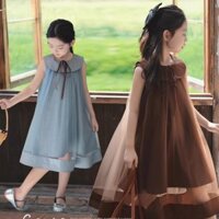 Yueyejia YY Khuyến Mãi Tóc Thẳng Bé Gái Áo Vest Đầm Phong Cách Mới Mùa Hè 2025 Trẻ Em Mới Phiên Bản Hàn Quốc Lông Tơ Đầm Công Chúa Ngọt Ngào Đầm